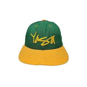 Vintage 90s Yaga Snapback Hat Cap Green Yellow Adjustable Streetwear 90s Fashion